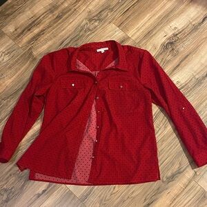 Notations Red and Black Polka Dot Blouse